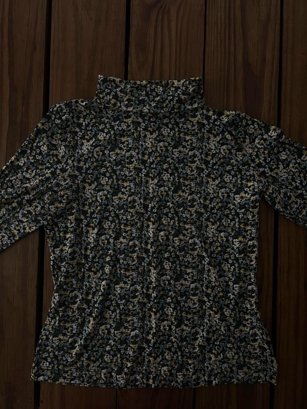 M H&M Black Floral Turtleneck Tee